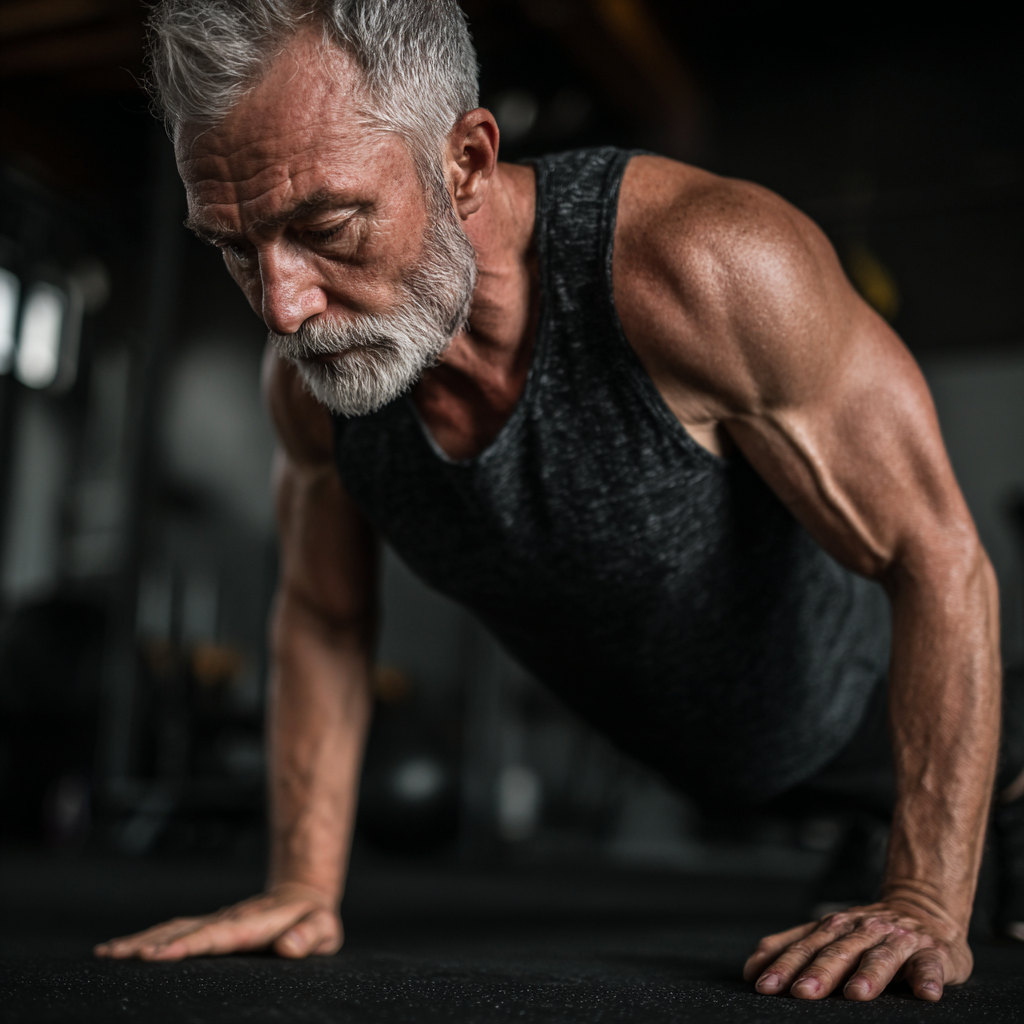 mature adult achieving fitness goals through consistent training